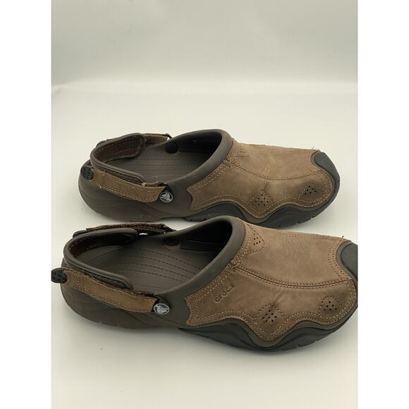 Crocs Brown Leather Slip-On Adjustable Strap Men\'s Sandals Size 12 main image 5